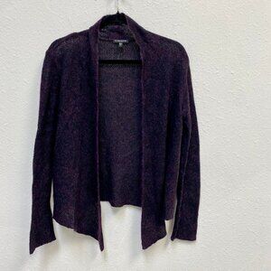 Eileen Fisher Web Cardigan Petite Purple Plum Knit Mohair Cashmere Open Front, M